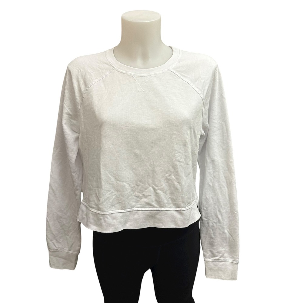 Sweaty Betty White‎ Cropped Pullover Sweatshirt Top sz Medium